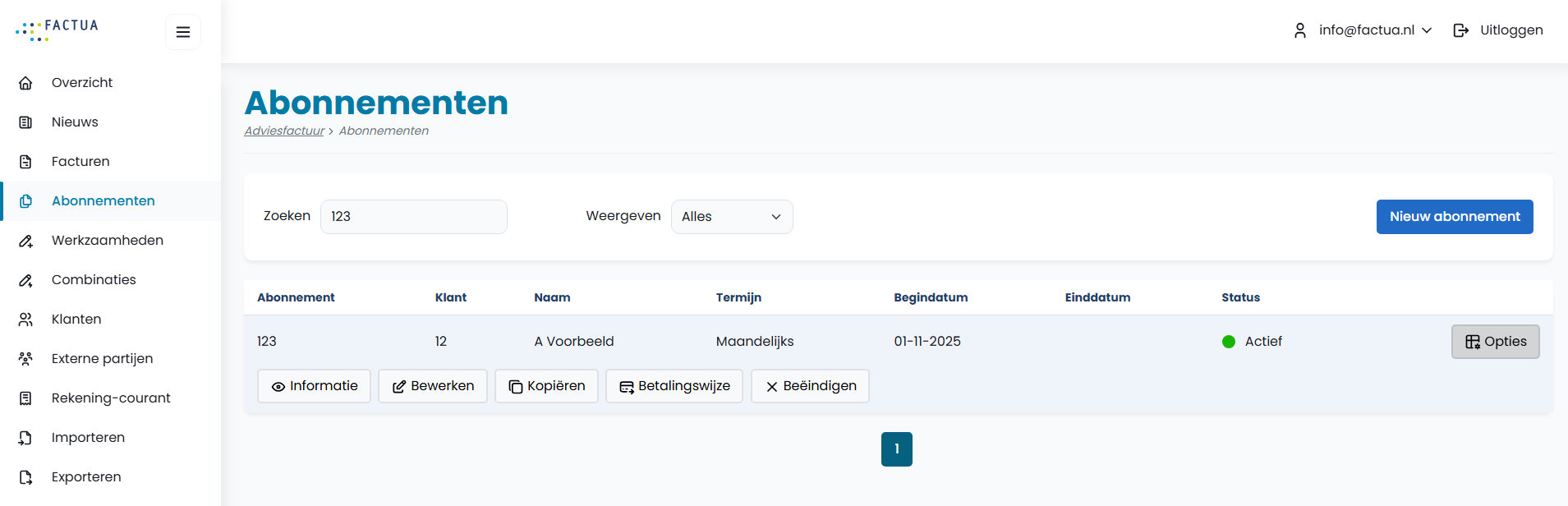 Screenshot abonnement bewerken