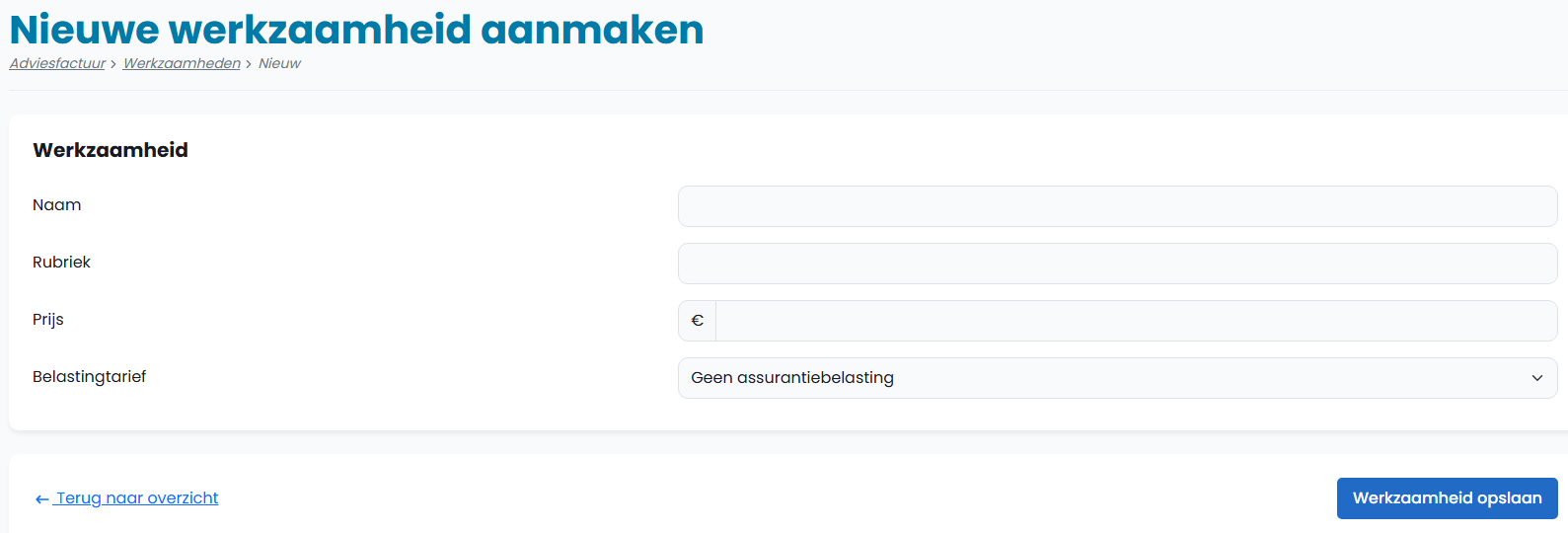 Screenshot nieuwe combinatie aanmaken 1